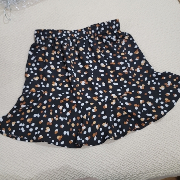 Mi Ami Black and tan dot print full skirt with tie Size Medium - Picture 7 of 14